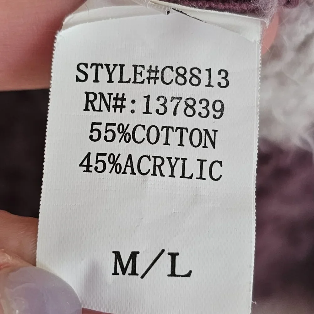 Womens Burgundy &‎ White Striped V-Neck Chunky Sweater Sz M/L《873》J - Picture 4 of 5